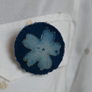 Broche cyanotype - Primevère